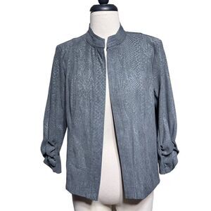 Brandon Thomas Reptile Print Vegan Suede 3/4 Sleeve Blazer Jacket Small